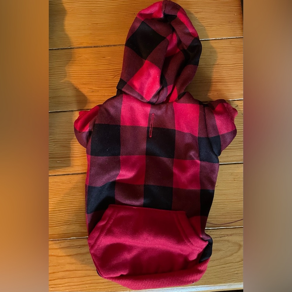 Plaid Dog Hoodie - Red and Black